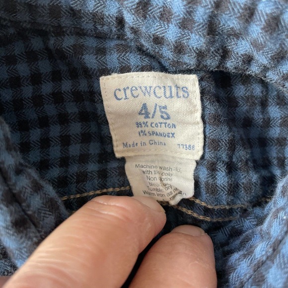 Crew Cuts Button Down Shirt Blue Checkered Cotton‎ Boys/Kids Size 4/5 Collared - Picture 3 of 7